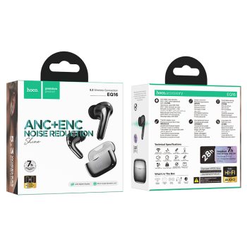 Hoco True Wireless ANC + ENC Noise Reduction EQ16 – Black Glaze