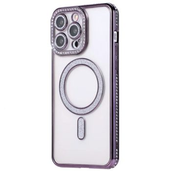 Premium Clear BLING BLING Magsafe Design Case for Apple iPhone 17 Air – Deep Purple
