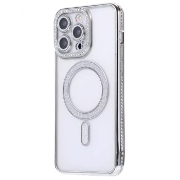Premium Clear BLING BLING Magsafe Design Case for Apple iPhone 17 Pro – Silver