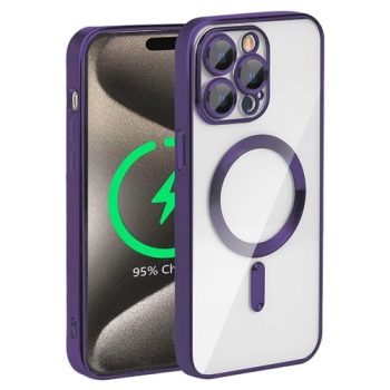 Premium Clear TPU Magsafe Design Case for Apple iPhone 17 Pro – Deep Purple
