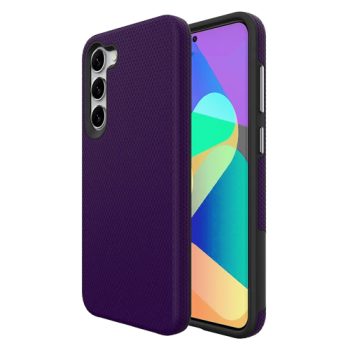 Triangle Shockproof Case With Anti Slip Grains for Samsung Galaxy S25 FE – Deep Purple