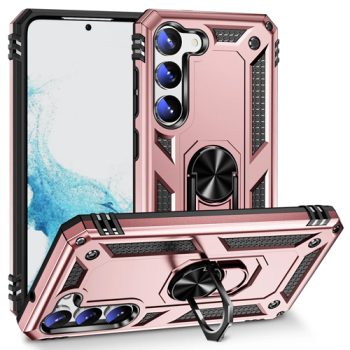 Armor Hybrid Military Case with Ring Kickstand For Samsung Galaxy S25 FE – Rose Golden