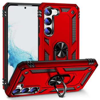 Armor Hybrid Military Case with Ring Kickstand For Samsung Galaxy S25 FE – Red